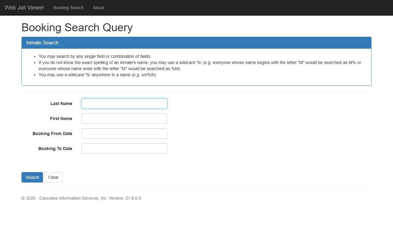 Marion County jail roster booking search fields