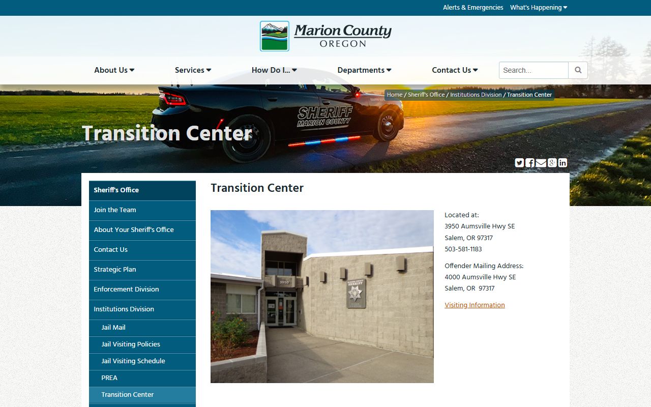Marion County Transition Center inmate work release and custody information