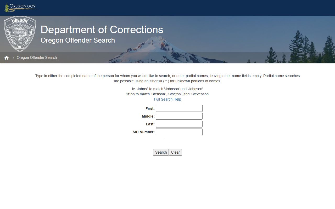 Oregon State Correctional Institution inmate search through Oregon Offender Search