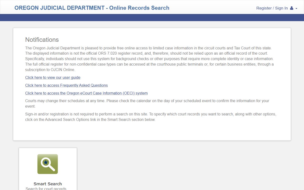 Marion County court records after arrest search through the Oregon Judicial Department portal